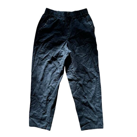 INC International Concepts Pants - INC International Concepts Womens Black Linen Blend Flowy Coastal Pants Sz small
